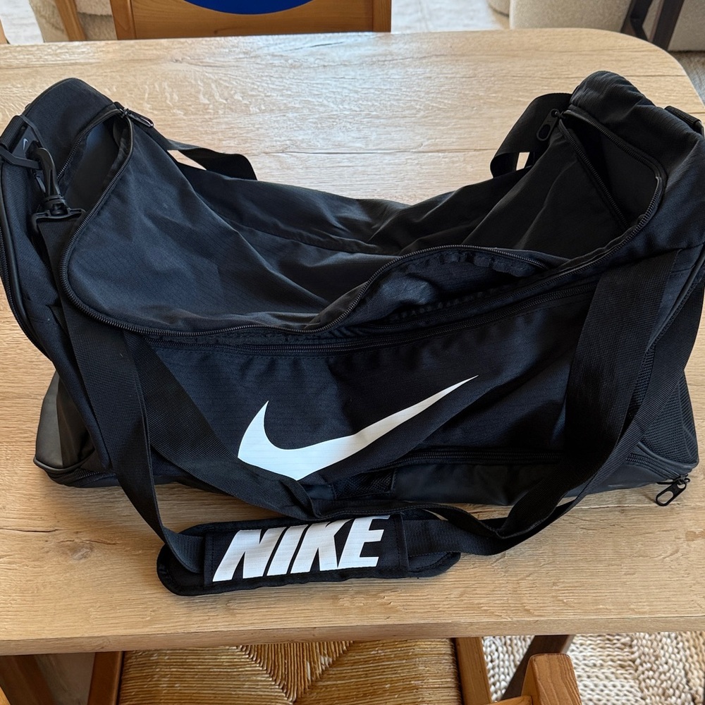 Nike Black and White Duffel Bag